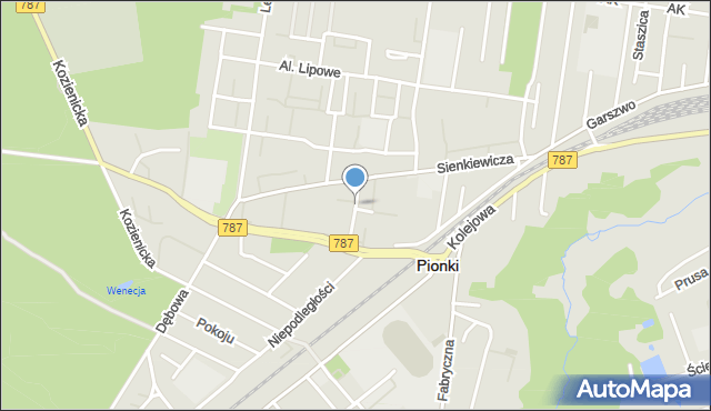 Pionki, Sporna, mapa Pionki