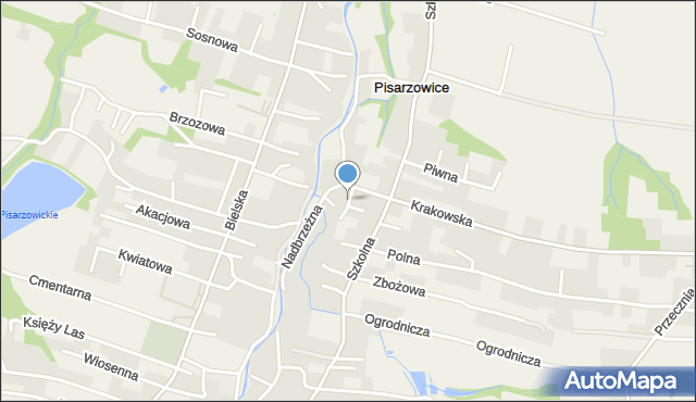 Pisarzowice gmina Wilamowice, Spokojna, mapa Pisarzowice gmina Wilamowice