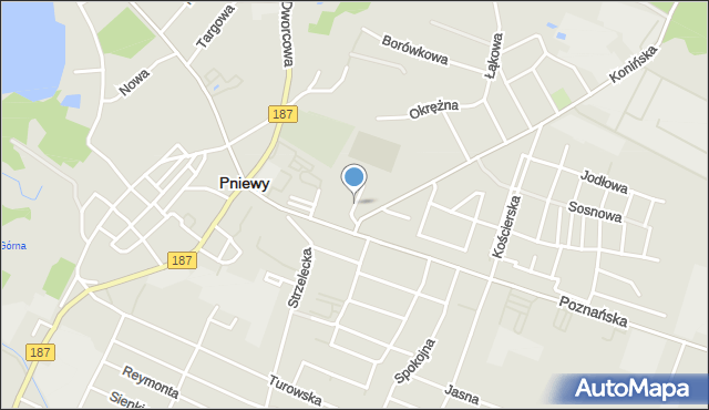 Pniewy powiat szamotulski, Sportowa, mapa Pniewy powiat szamotulski