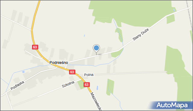 Podnieśno, Spokojna, mapa Podnieśno