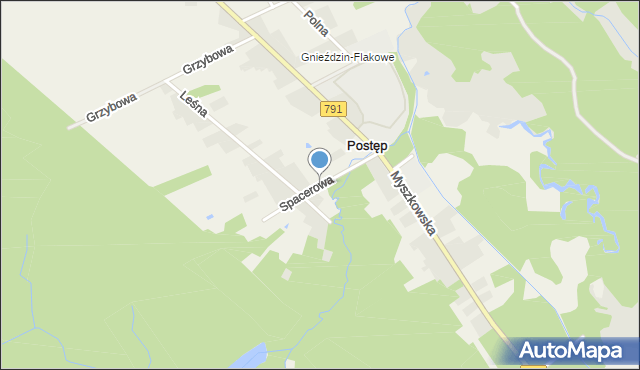 Postęp, Spacerowa, mapa Postęp