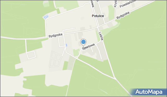 Potulice gmina Nakło nad Notecią, Sportowa, mapa Potulice gmina Nakło nad Notecią