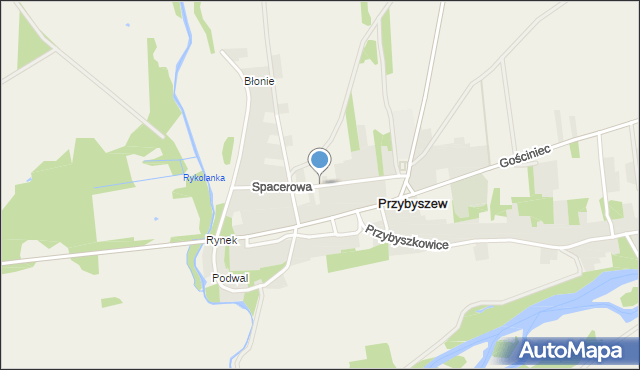 Przybyszew gmina Promna, Spacerowa, mapa Przybyszew gmina Promna