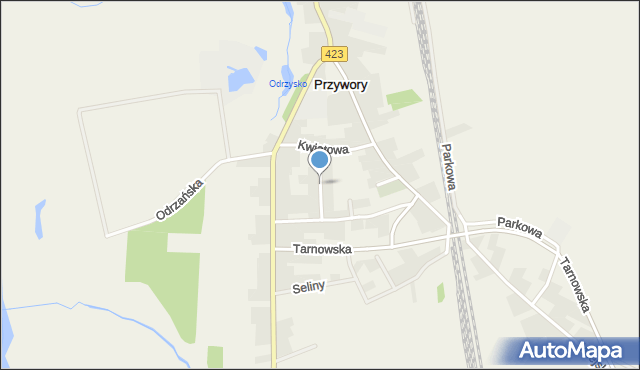 Przywory gmina Tarnów Opolski, Spokojna, mapa Przywory gmina Tarnów Opolski