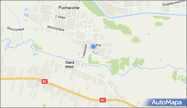 Puchaczów powiat łęczyński, Spacerowa, mapa Puchaczów powiat łęczyński