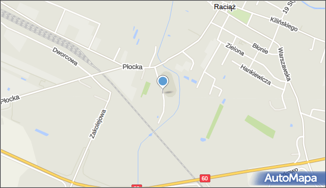 Raciąż powiat płoński, Sportowa, mapa Raciąż powiat płoński