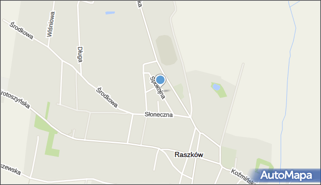 Raszków powiat ostrowski, Spokojna, mapa Raszków powiat ostrowski