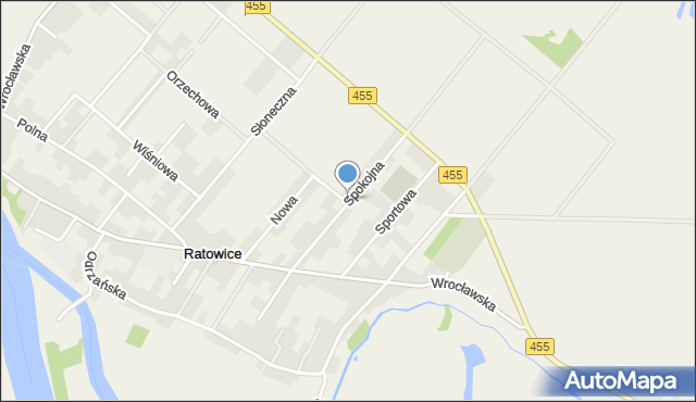 Ratowice gmina Czernica, Spokojna, mapa Ratowice gmina Czernica
