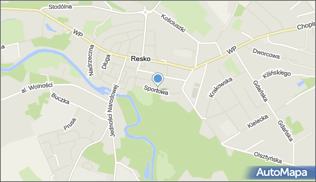 Resko, Sportowa, mapa Resko