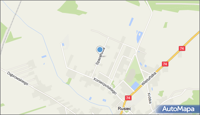 Rusiec powiat bełchatowski, Spacerowa, mapa Rusiec powiat bełchatowski