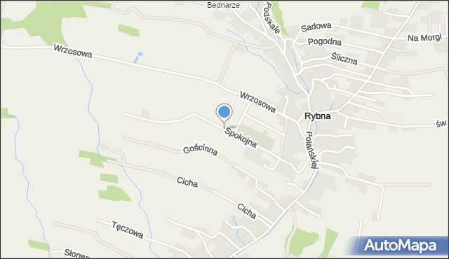 Rybna gmina Czernichów, Spokojna, mapa Rybna gmina Czernichów