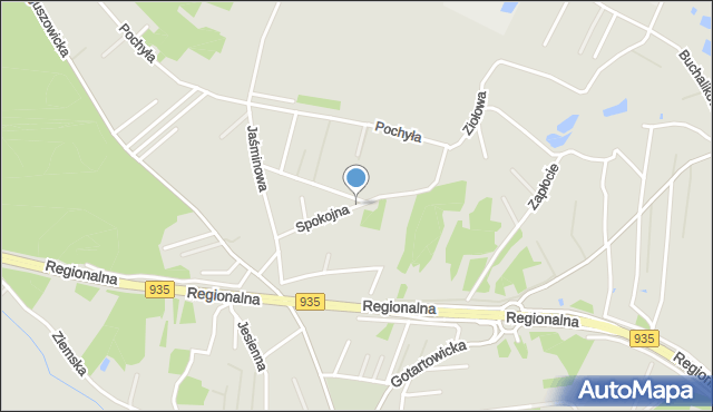 Rybnik, Spokojna, mapa Rybnika