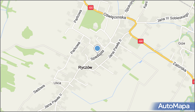 Ryczów gmina Spytkowice, Spadzista, mapa Ryczów gmina Spytkowice