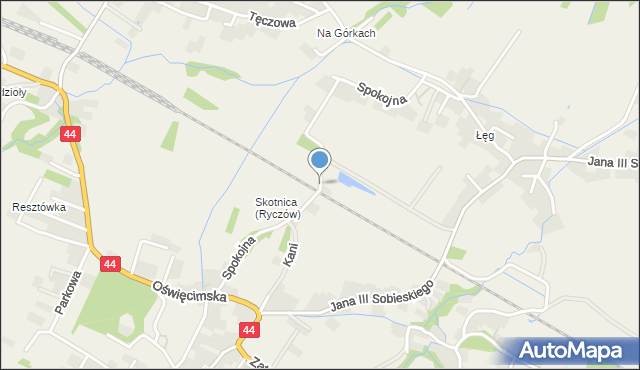 Ryczów gmina Spytkowice, Spokojna, mapa Ryczów gmina Spytkowice