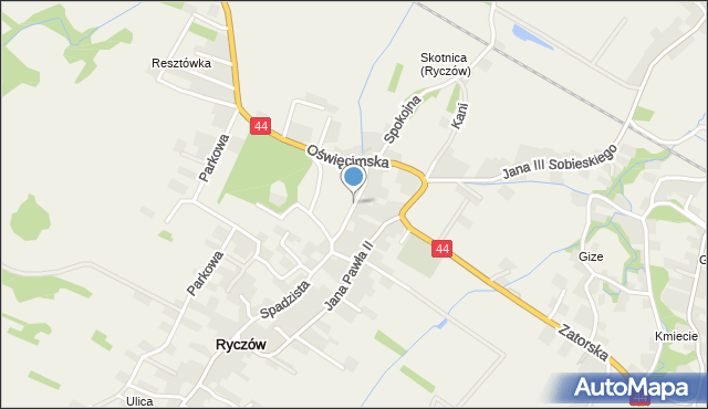 Ryczów gmina Spytkowice, Sportowa, mapa Ryczów gmina Spytkowice