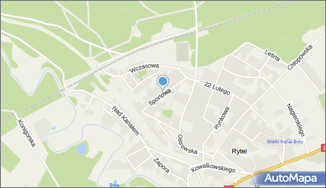 Rytel, Sportowa, mapa Rytel