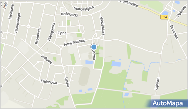 Sławęcice gmina Góra, Sportowa, mapa Sławęcice gmina Góra