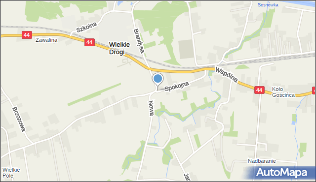 Sosnowice gmina Brzeźnica, Spokojna, mapa Sosnowice gmina Brzeźnica