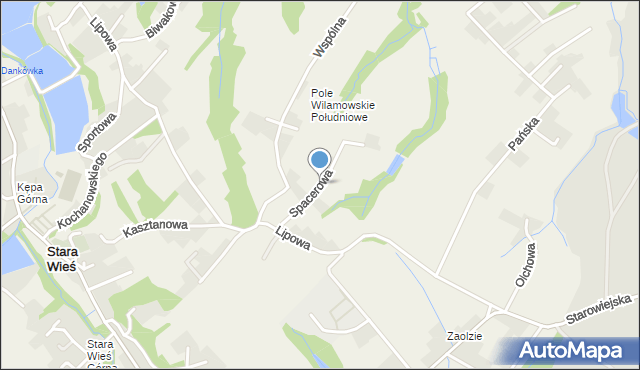 Stara Wieś gmina Wilamowice, Spacerowa, mapa Stara Wieś gmina Wilamowice