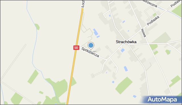 Strachówka, Spółdzielcza, mapa Strachówka