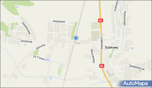 Subkowy, Sportowa, mapa Subkowy