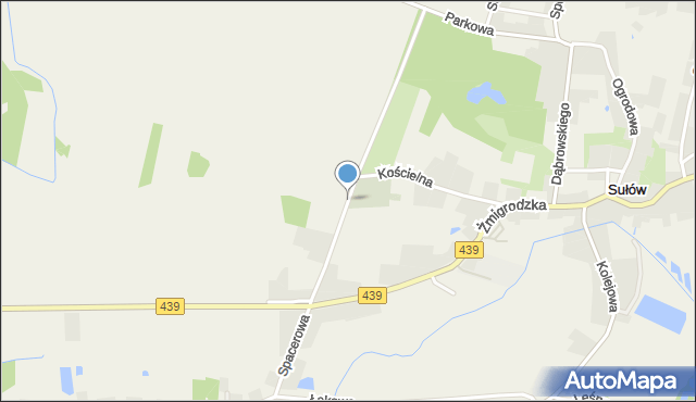 Sułów gmina Milicz, Spacerowa, mapa Sułów gmina Milicz