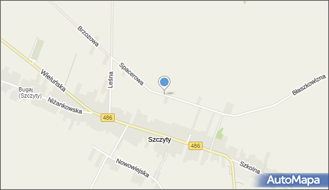 Szczyty gmina Działoszyn, Spacerowa, mapa Szczyty gmina Działoszyn