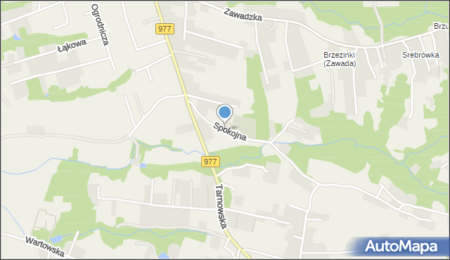 Tarnowiec gmina Tarnów, Spokojna, mapa Tarnowiec gmina Tarnów