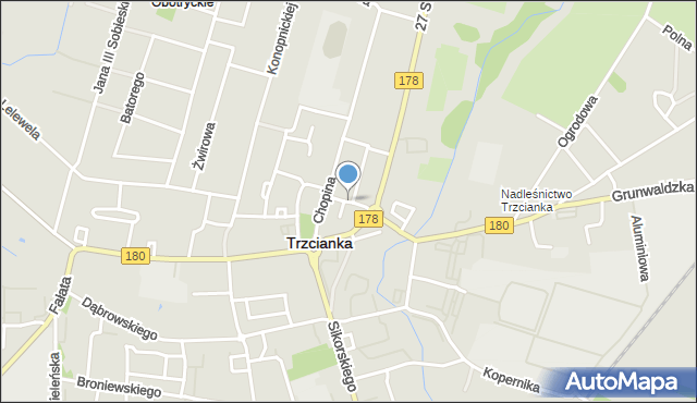 Trzcianka powiat czarnkowsko-trzcianecki, Spokojna, mapa Trzcianka powiat czarnkowsko-trzcianecki