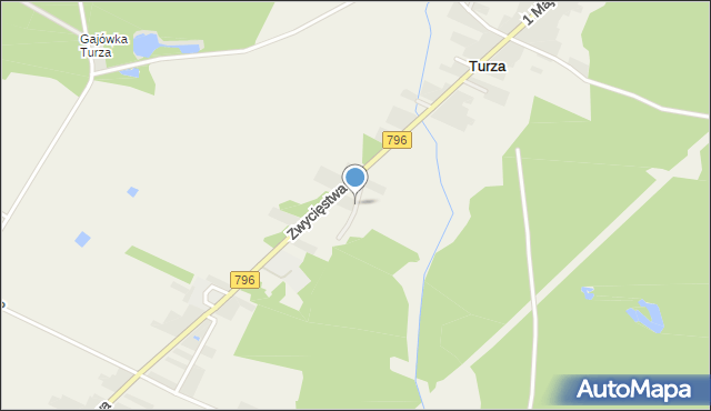 Turza gmina Łazy, Spokojna, mapa Turza gmina Łazy