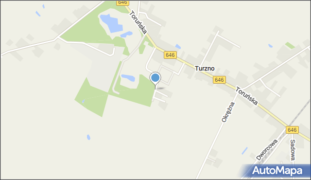 Turzno gmina Łysomice, Spokojna, mapa Turzno gmina Łysomice