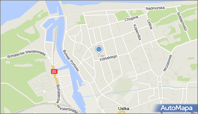 Ustka, Sprzymierzeńców, mapa Ustka