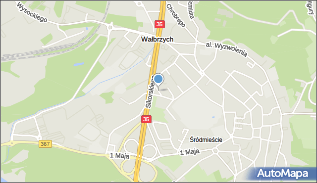 Wałbrzych, Spokojna, mapa Wałbrzycha