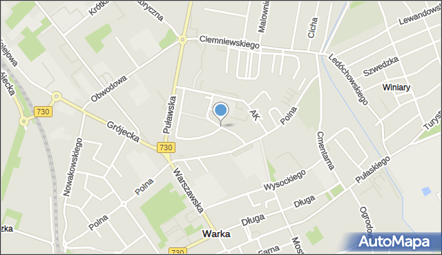 Warka, Spółdzielcza, mapa Warka