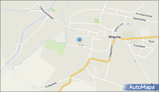 Wiązów, Spacerowa, mapa Wiązów