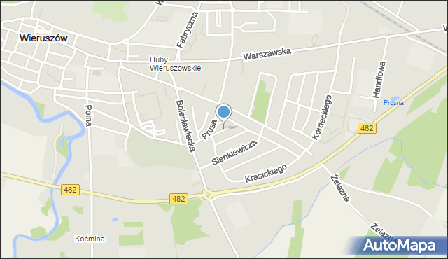 Wieruszów, Spacerowa, mapa Wieruszów