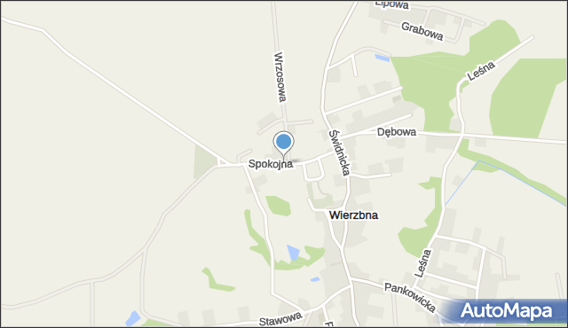 Wierzbna gmina Żarów, Spokojna, mapa Wierzbna gmina Żarów