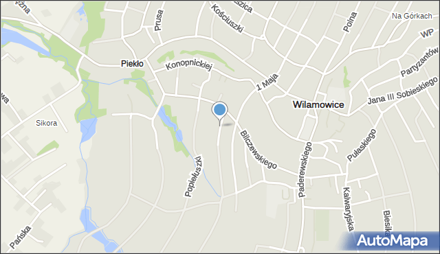 Wilamowice powiat bielski, Spokojna, mapa Wilamowice powiat bielski