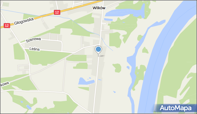 Wilków gmina Głogów, Spółdzielcza, mapa Wilków gmina Głogów