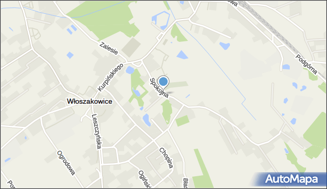 Włoszakowice, Spokojna, mapa Włoszakowice