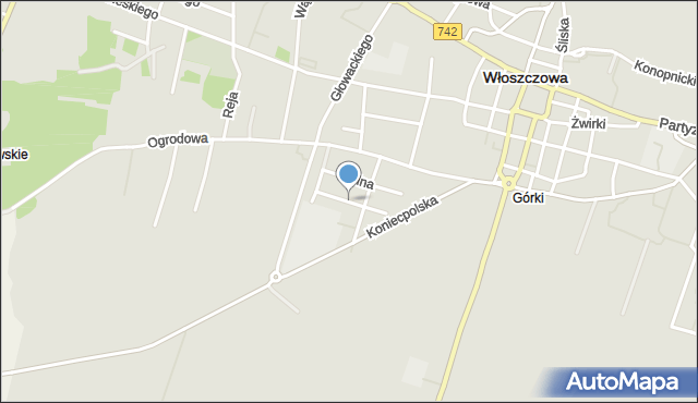 Włoszczowa, Spokojna, mapa Włoszczowa