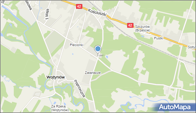 Wojtyniów, Spacerowa, mapa Wojtyniów