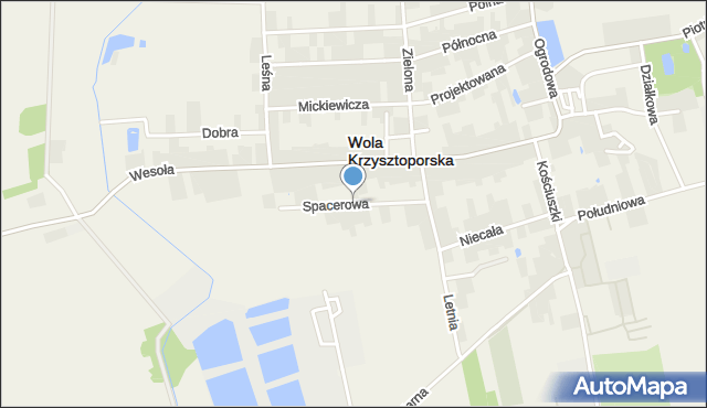 Wola Krzysztoporska, Spacerowa, mapa Wola Krzysztoporska