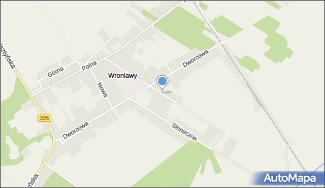 Wroniawy gmina Wolsztyn, Spokojna, mapa Wroniawy gmina Wolsztyn