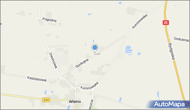 Wtelno, Spokojna, mapa Wtelno