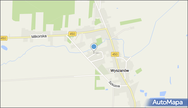 Wyszanów gmina Wieruszów, Spokojna, mapa Wyszanów gmina Wieruszów