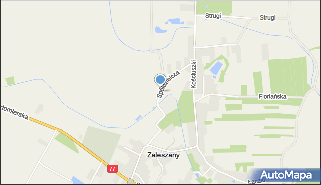 Zaleszany powiat stalowowolski, Spółdzielcza, mapa Zaleszany powiat stalowowolski