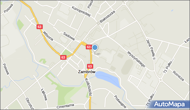 Zambrów, Sportowa, mapa Zambrów