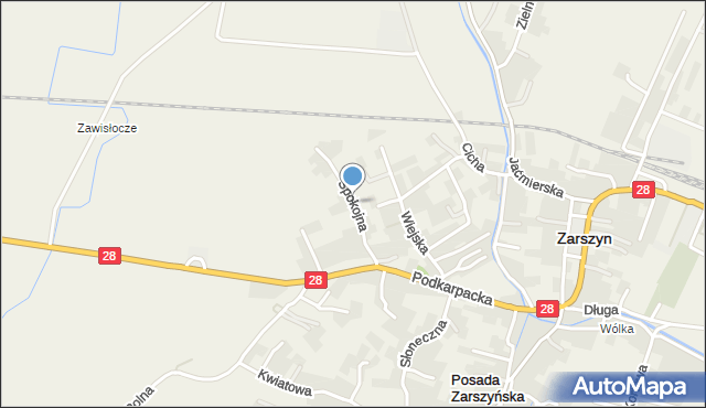 Zarszyn, Spokojna, mapa Zarszyn