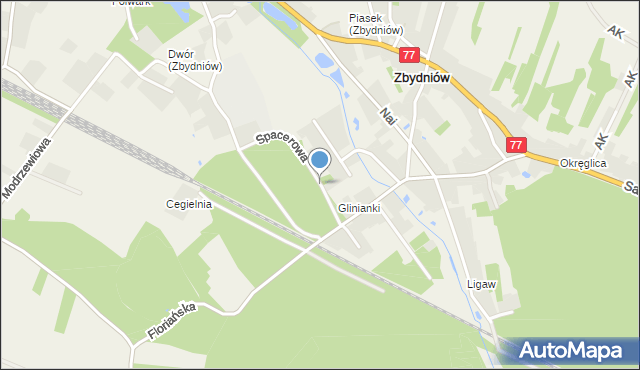 Zbydniów gmina Zaleszany, Spacerowa, mapa Zbydniów gmina Zaleszany